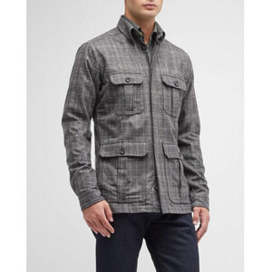 ETON Flannel Shirt Jacket Mens M Gray Wool Cashmere $640 Country Preppy NWT Gift